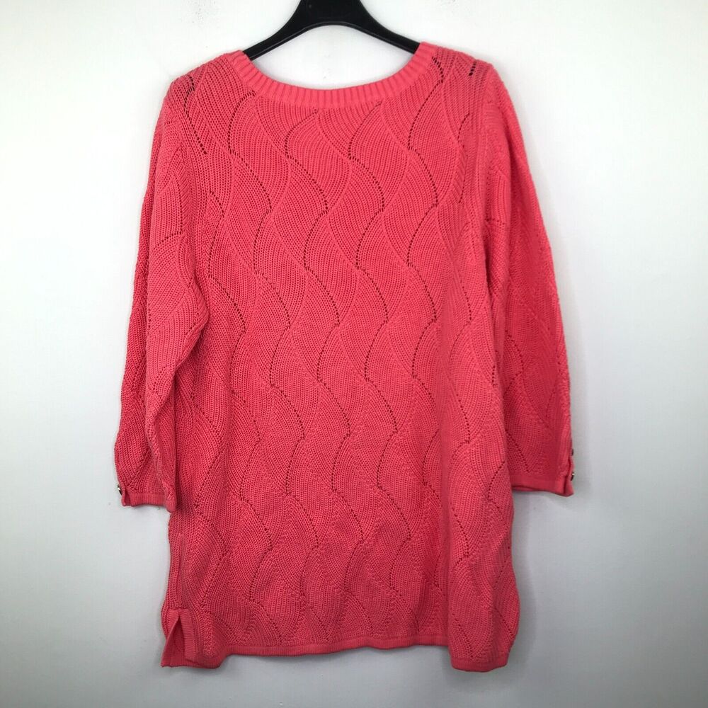 Charter Club Women's XL Sweater Pink Knit Curvy Stitch 3/4 Sleeve Tunic AS22 - Picture 4 of 4